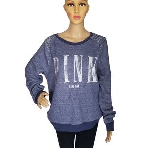 PINK Sweater Heather Purple Love Pink L